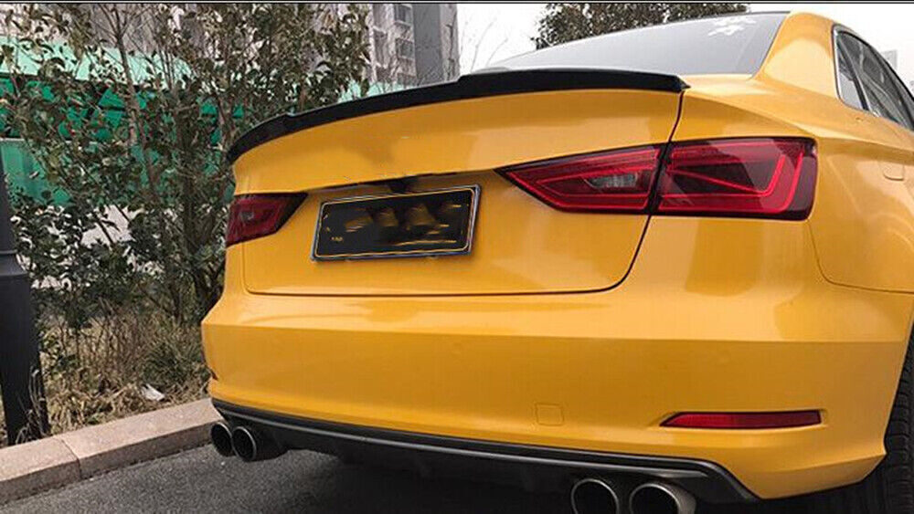 Black Carbon Fiber Rear Spoiler Wing Lip fits 2014-2019 Audi A3/S3/RS3 Sedan 4D