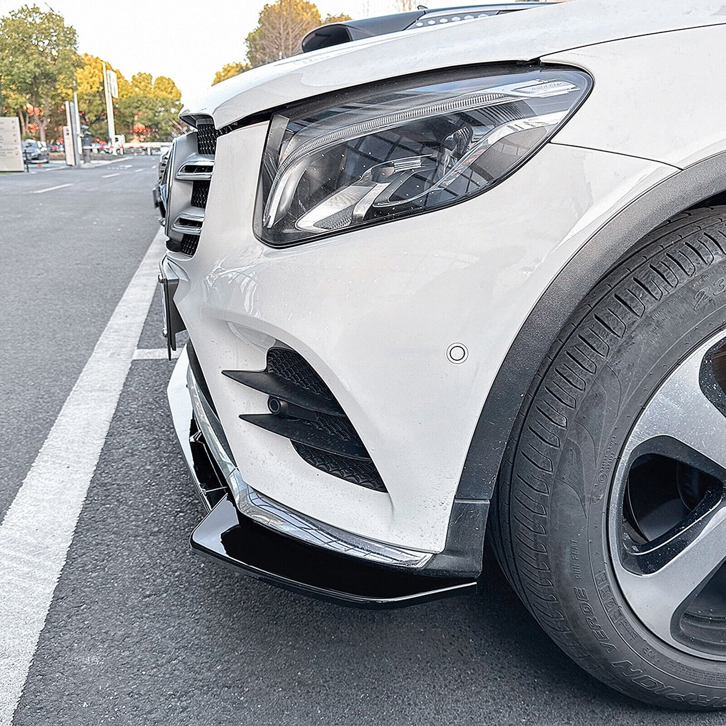 Gloss Black Front Bumper Spoiler Lip fits Mercedes Benz GLC X253 C253 2016-2019