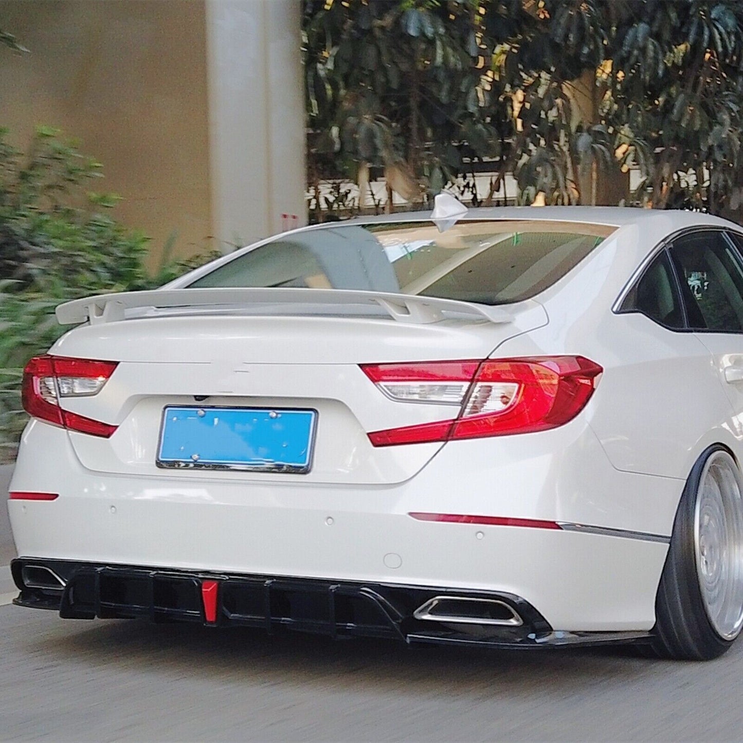 Rear Bumper Diffuser w/Light +Trunk Spoiler Lip White fits Honda Accord 2018-2022