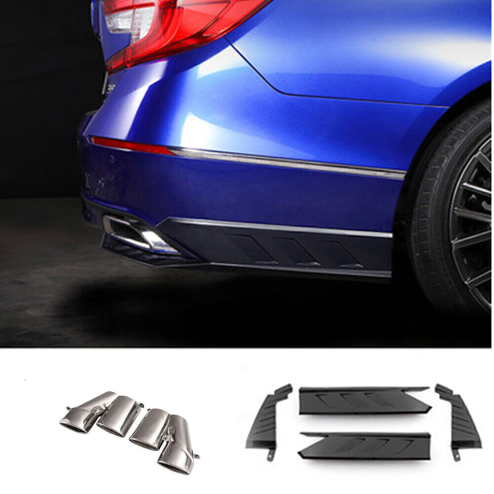 Silver Rear Bumper Side Cover Lip Kit + Exhaust Pipe fits Honda Accord 2018+