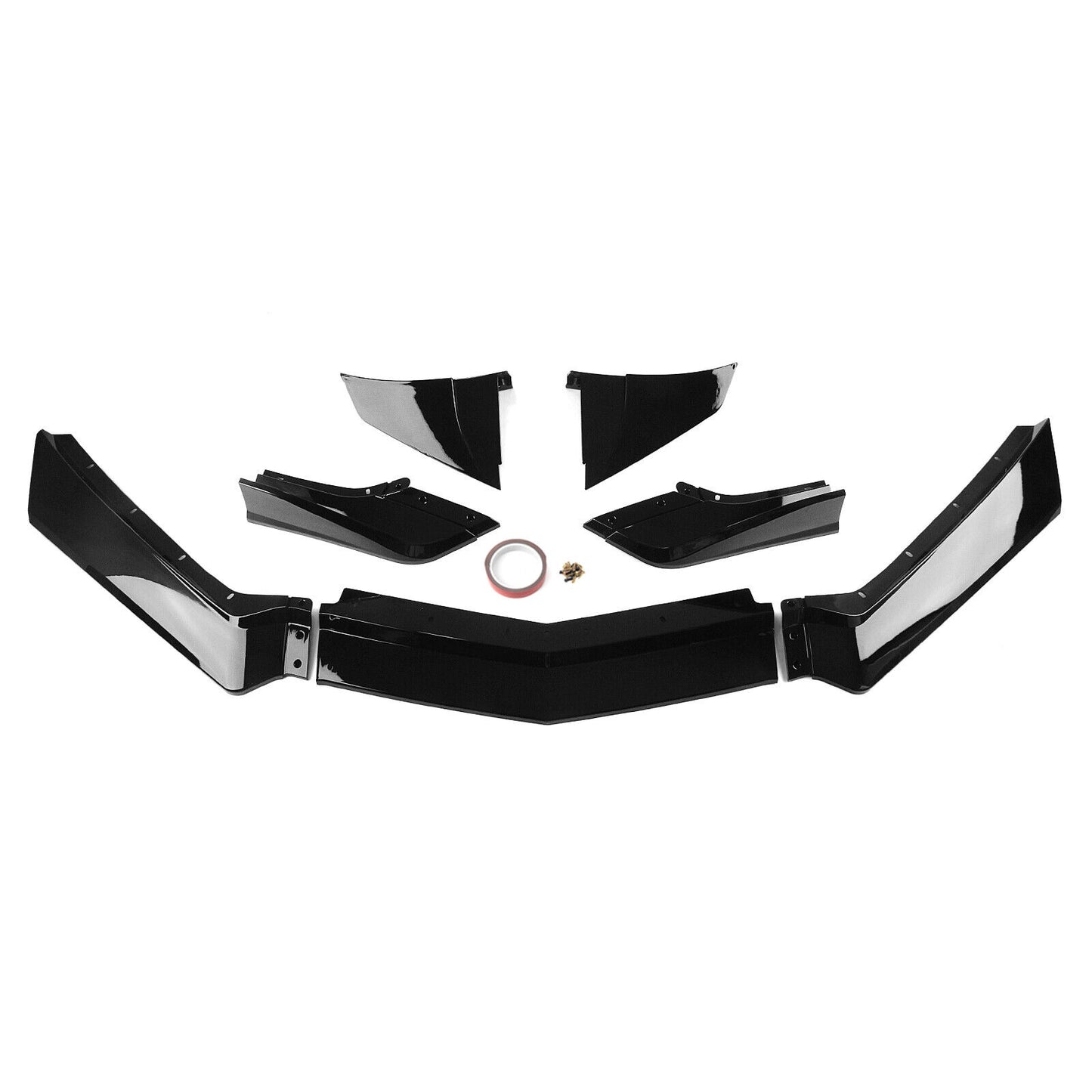7PCS Front Bumper Spoiler Lip fits Chevy Corvette C8 Z51 2020-2024 Gloss Black