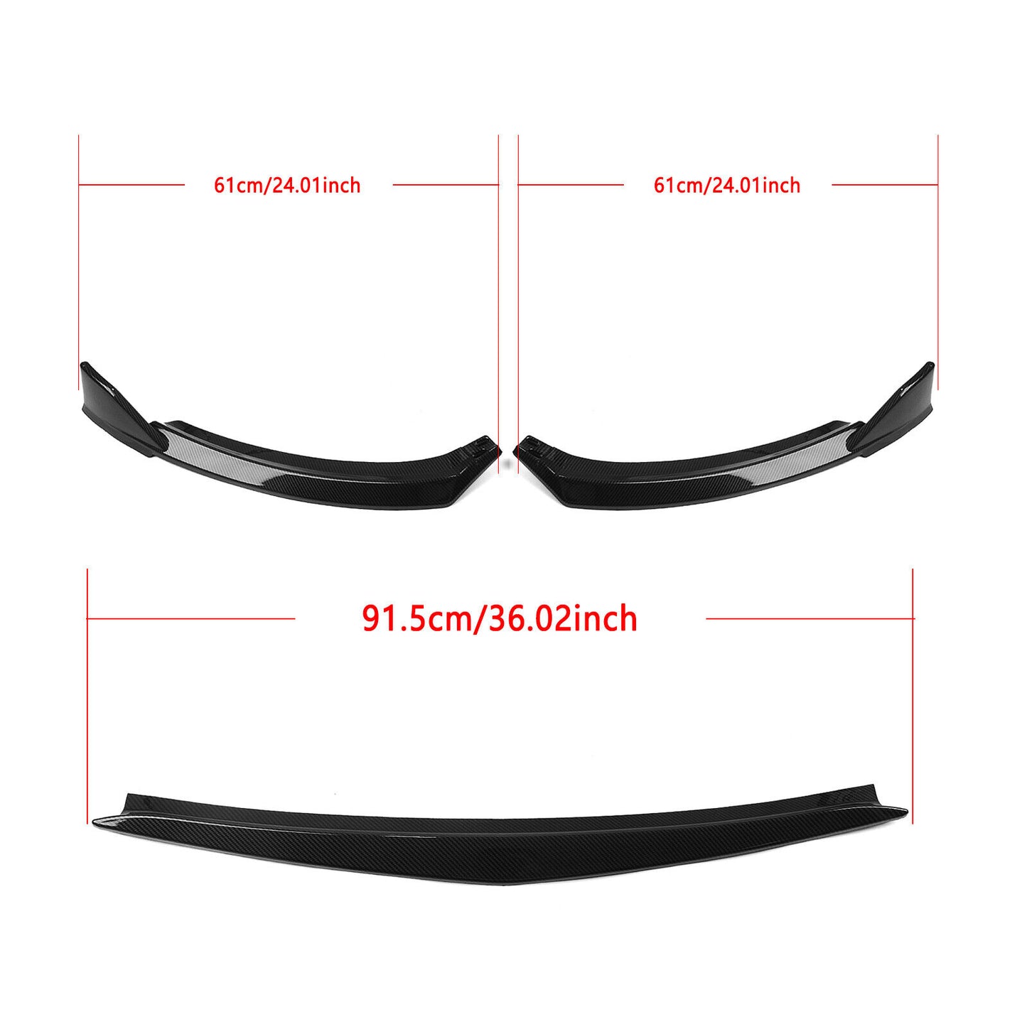 3x Front Bumper Spoiler Splitter Fit fits Toyota GR86 2022-2023 Carbon Fiber Look