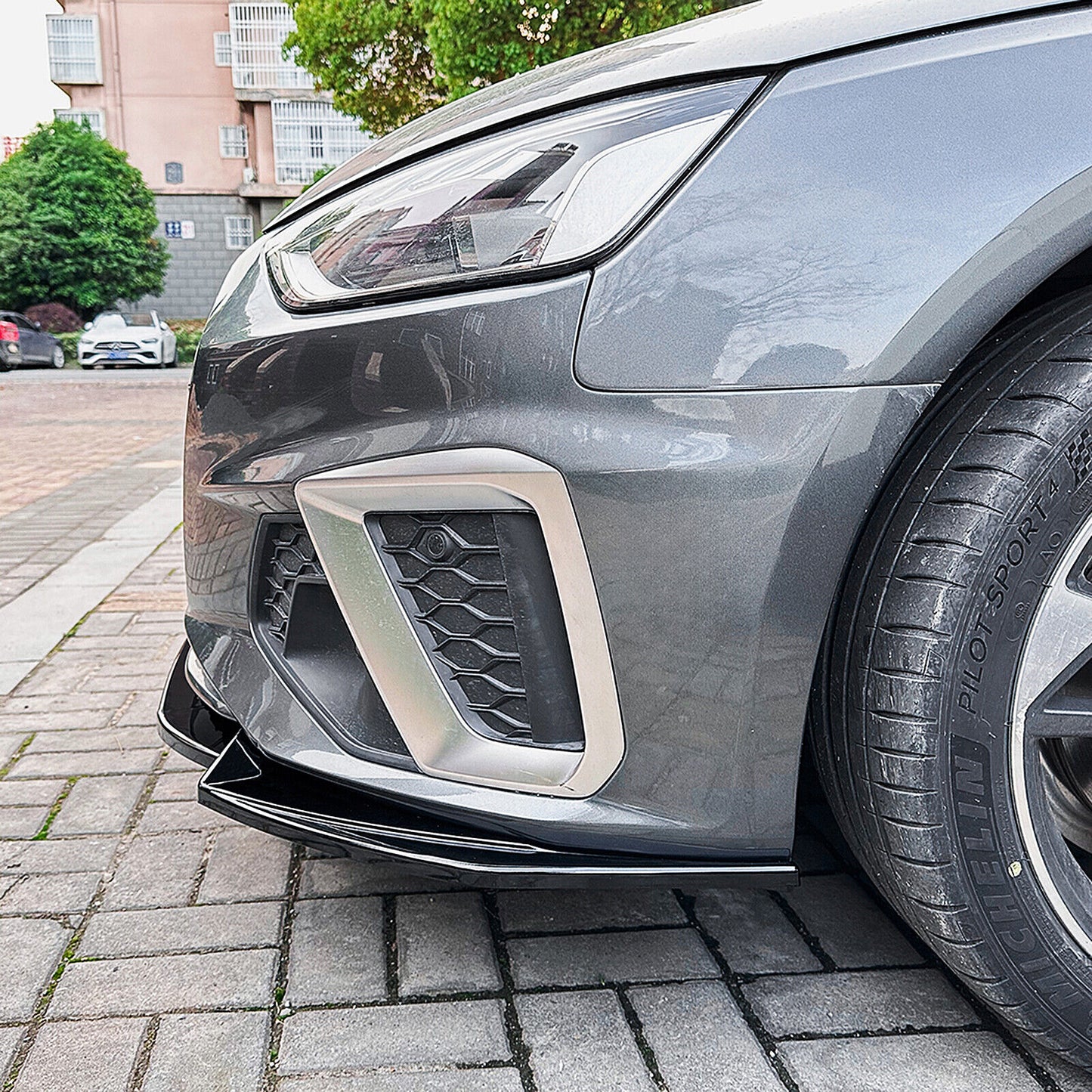 Front Bumper Spoiler Lip Fit fits Audi A4 S4 B9.5 Sline 2020-2024 Gloss Black