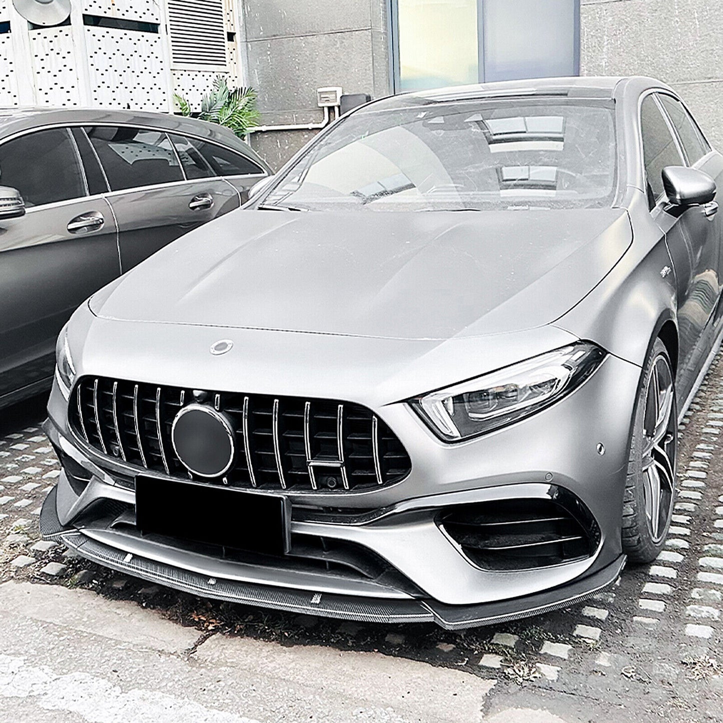 Front Spoiler Splitter Lip fits Benz A Class A45 A45S 2019-2023 Carbon Style