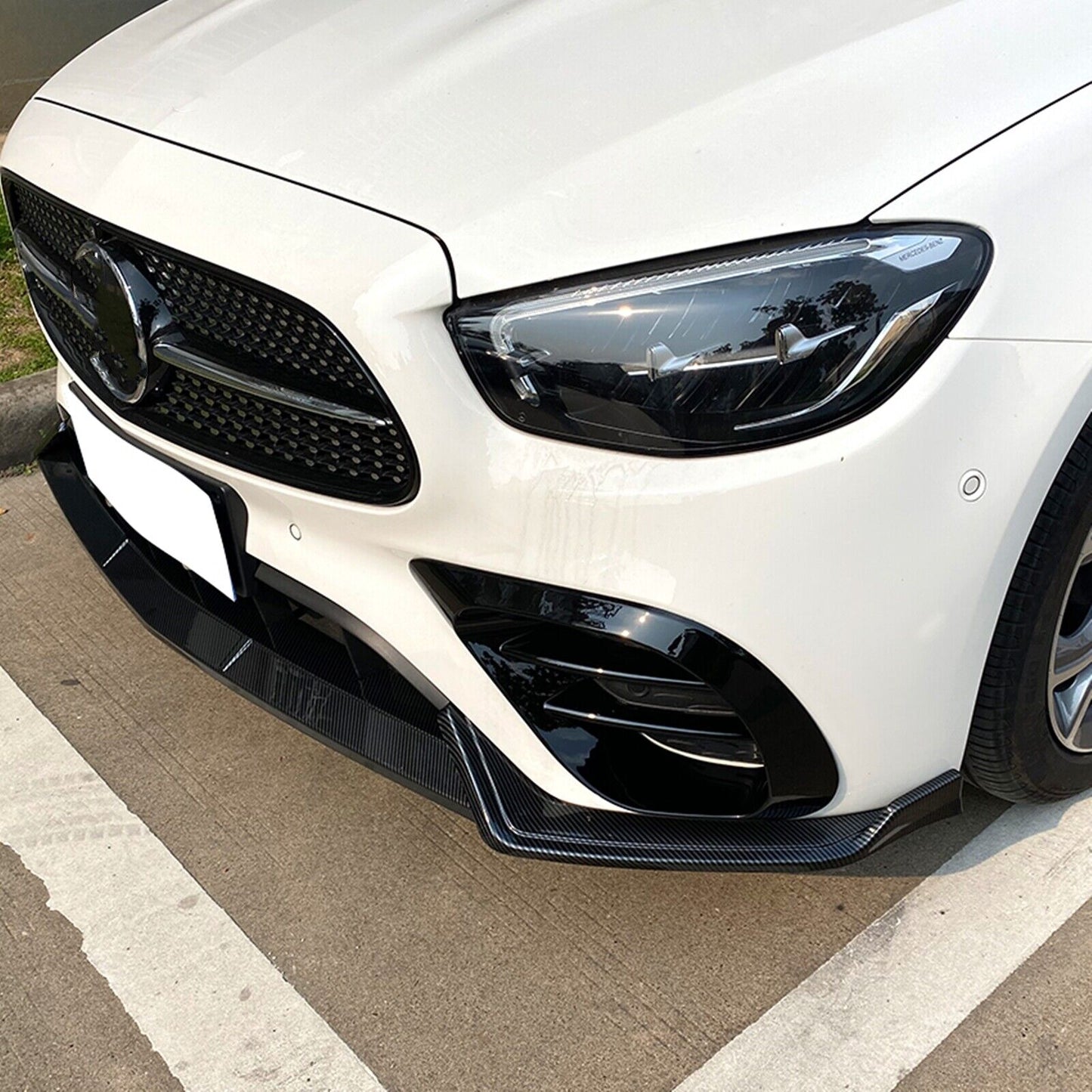 Front Spoiler Lip Splitter Bodykit fits Benz W213 E260 E300 AMG 21-23 CB Style
