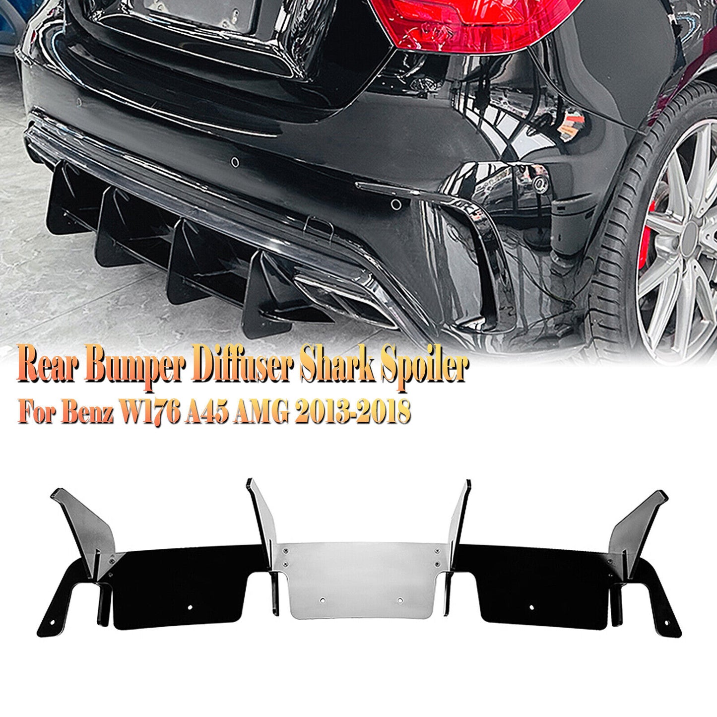 Rear Bumper Diffuser Lip fits Mercedes Benz W176 A45 AMG 13-18 Carbon Look