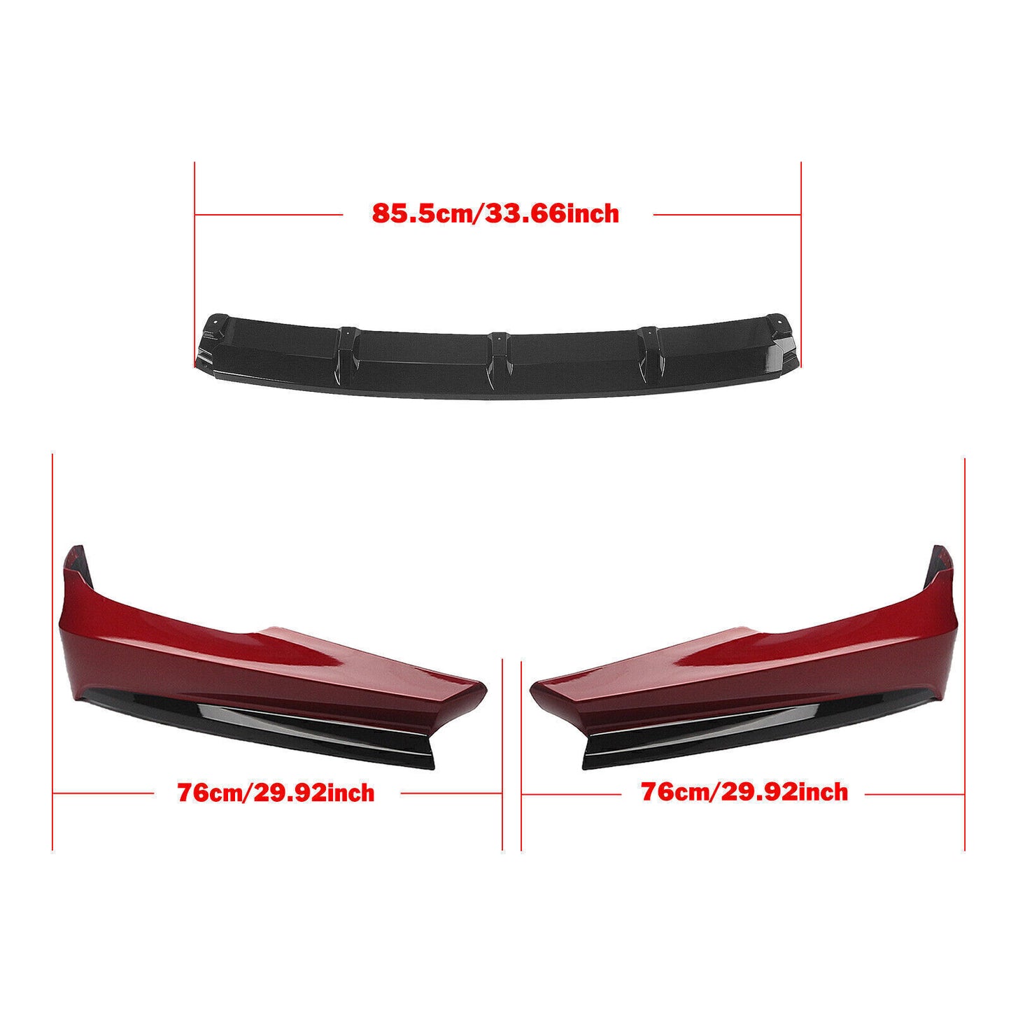 Red Front Bumper Spoiler Lip Splitter Kit fits Honda Accord 2021 2022 AKASAKA