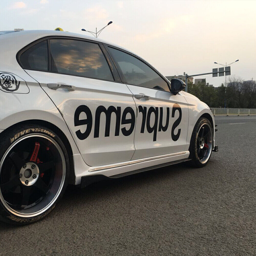 Black Carbon Fiber 2M Universal Side Skirt Extension Rocker Panel Cover Lip