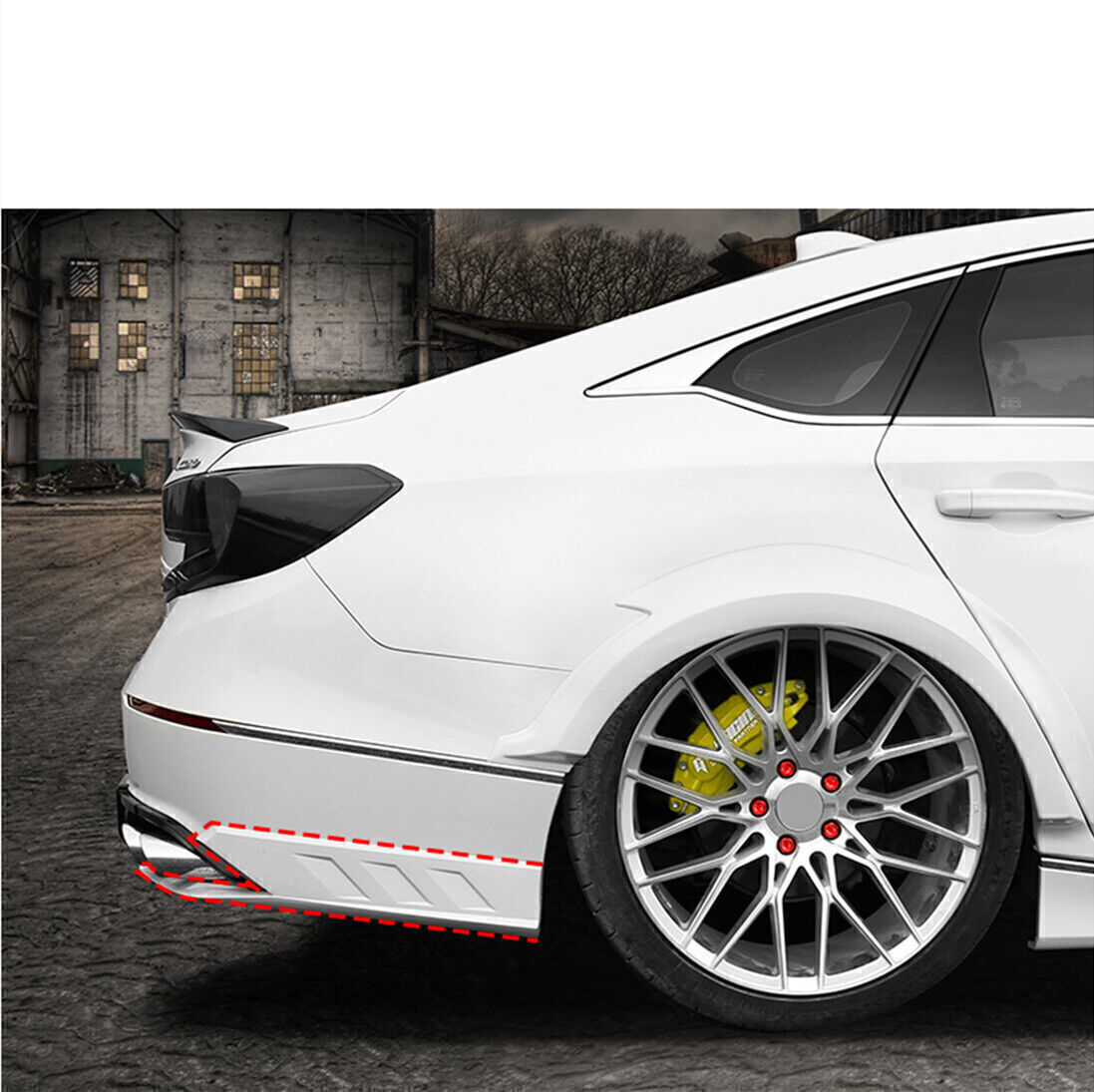 White Front +Rear Spoiler Surround Side Moulding Trim fits Honda Accord 2018-2020