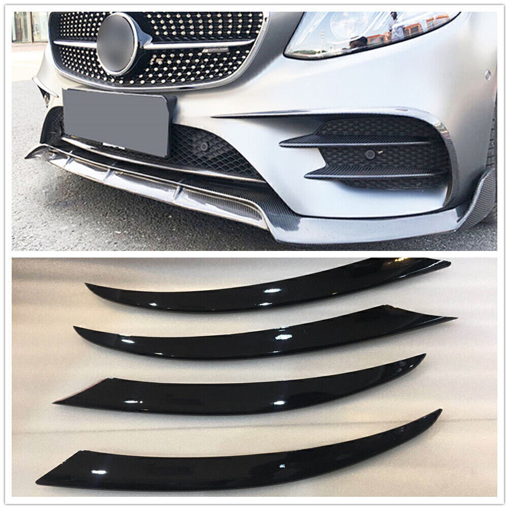 Front Spoiler Lip+Air Vent Cover Trim fits 2015-18 Benz C-Class W205 Sport Black
