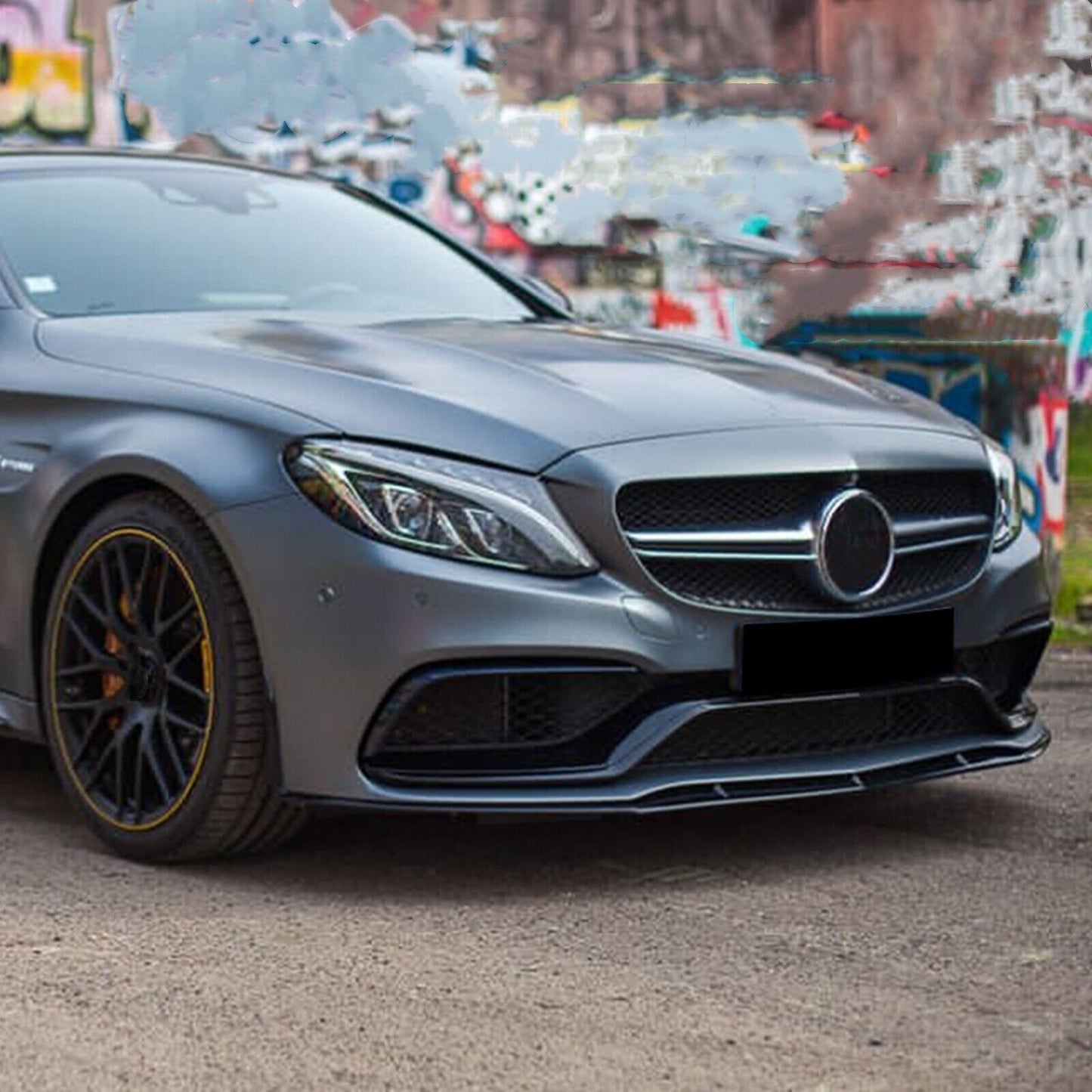 Carbon Look Front Bumper Spoiler Lip fits Mercedes Benz W205 C205 C63 AMG 15-22