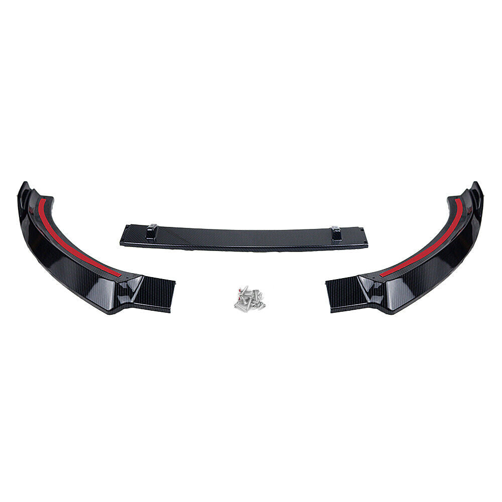 Carbon Fiber Look Front Spoiler Splitter Lip fits Audi A3 S3 2017 2018 2019 Black