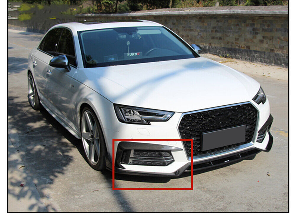 Carbon Fiber Look Front Bumper Spoiler Lip fits 2017-2019 Audi A4 B9 S4 Sedan