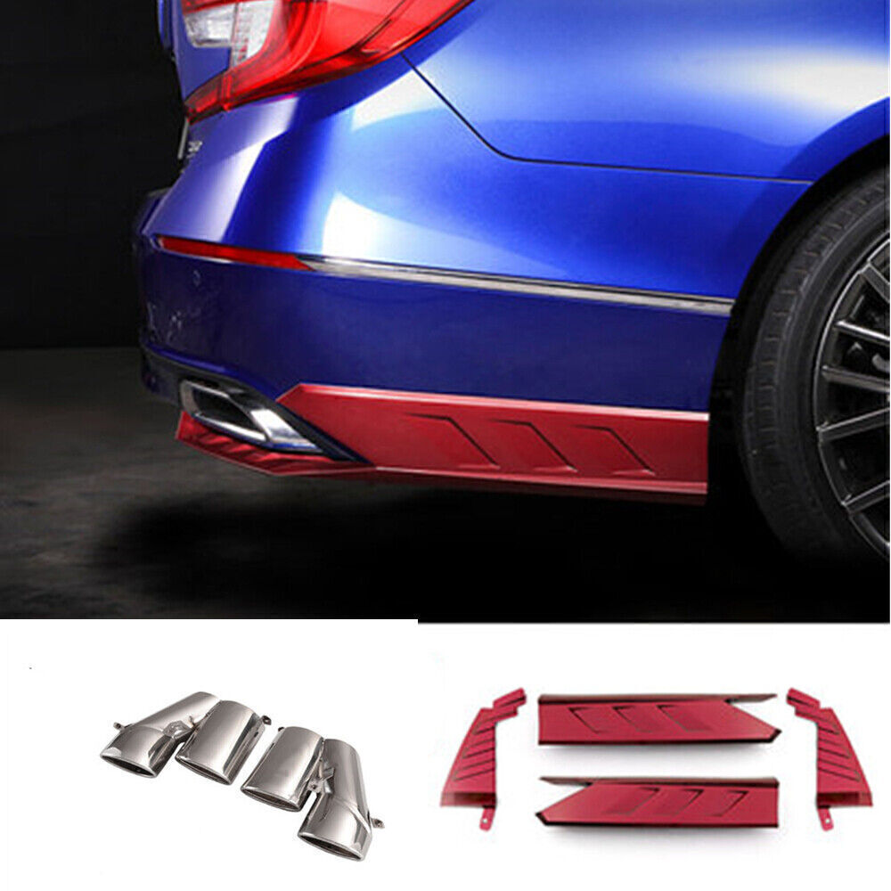 Silver Rear Bumper Side Cover Lip Kit + Exhaust Pipe fits Honda Accord 2018+