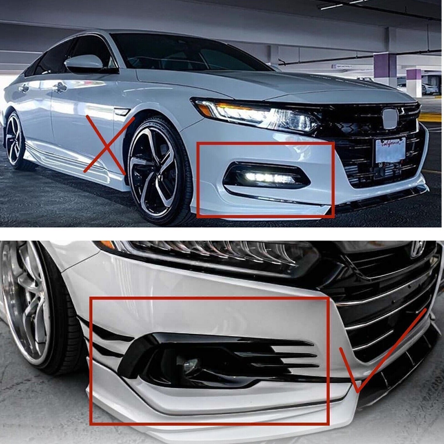 Rear Bumper Diffuser w/Light +Trunk Spoiler Lip White fits Honda Accord 2018-2022