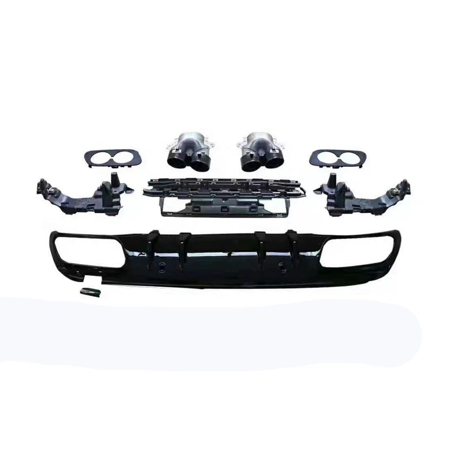 Rear Diffuser Exhaust Tips Black fits Mercedes Benz W205 C Coupe 4Dr 2015-21 C43