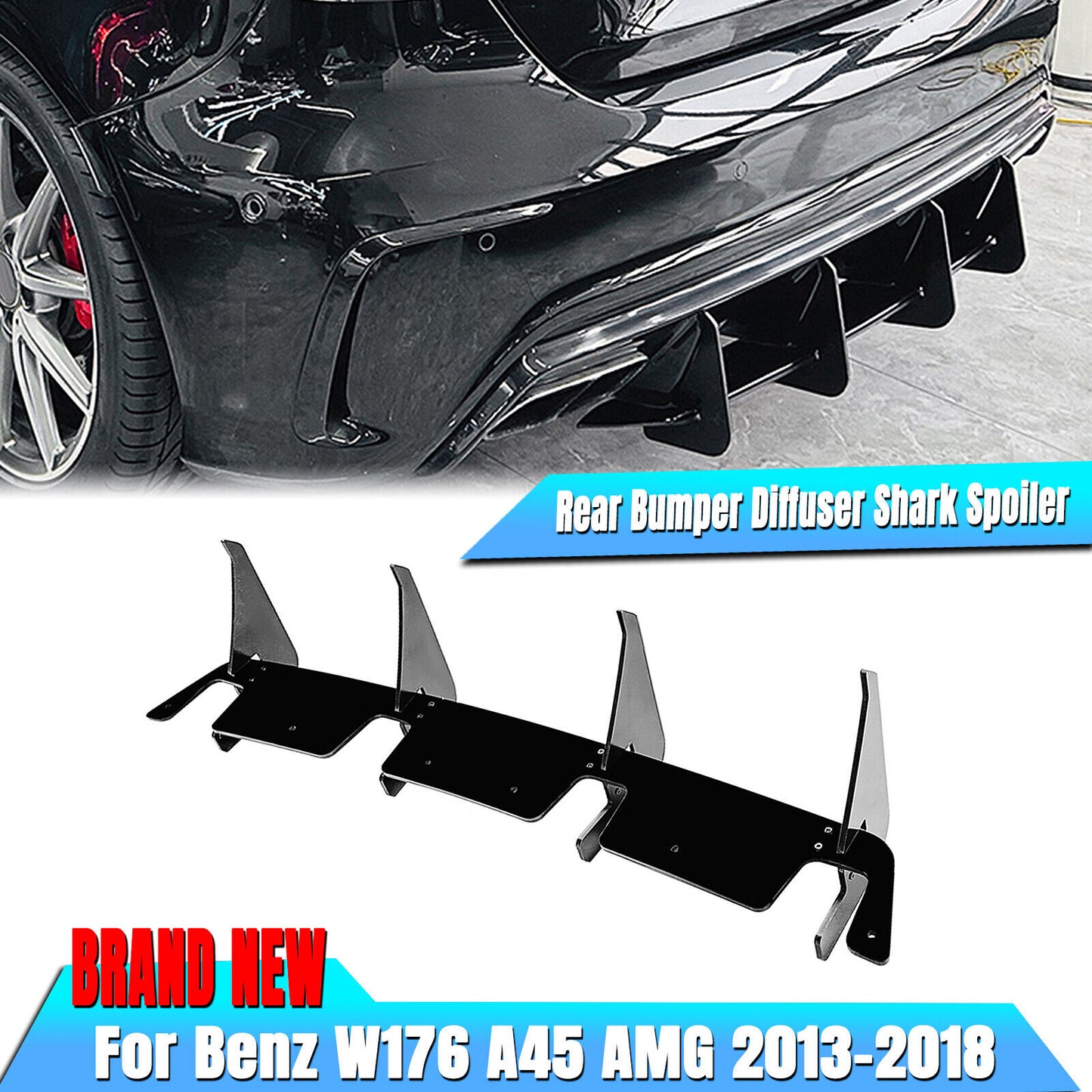 Rear Bumper Diffuser Lip fits Mercedes Benz W176 A45 AMG 13-18 Carbon Look
