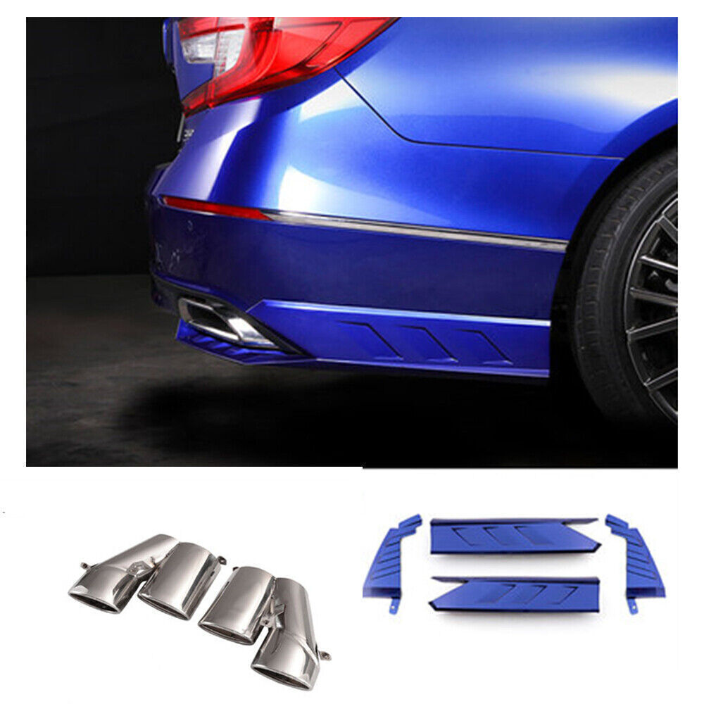 Silver Rear Bumper Side Cover Lip Kit + Exhaust Pipe fits Honda Accord 2018+