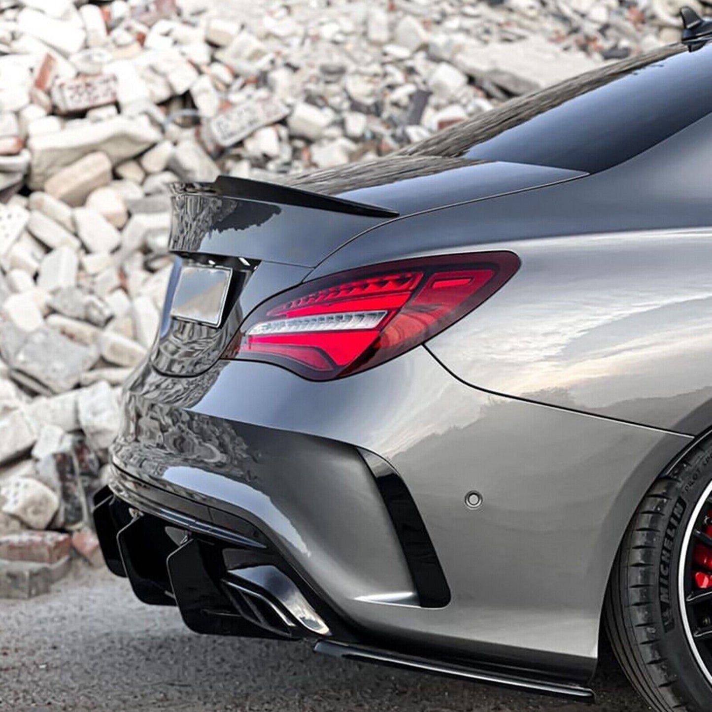 Rear Diffuser Lip Shark Fin Cover Splitter fits Benz CLA W117 CLA45 AMG 2016-2019
