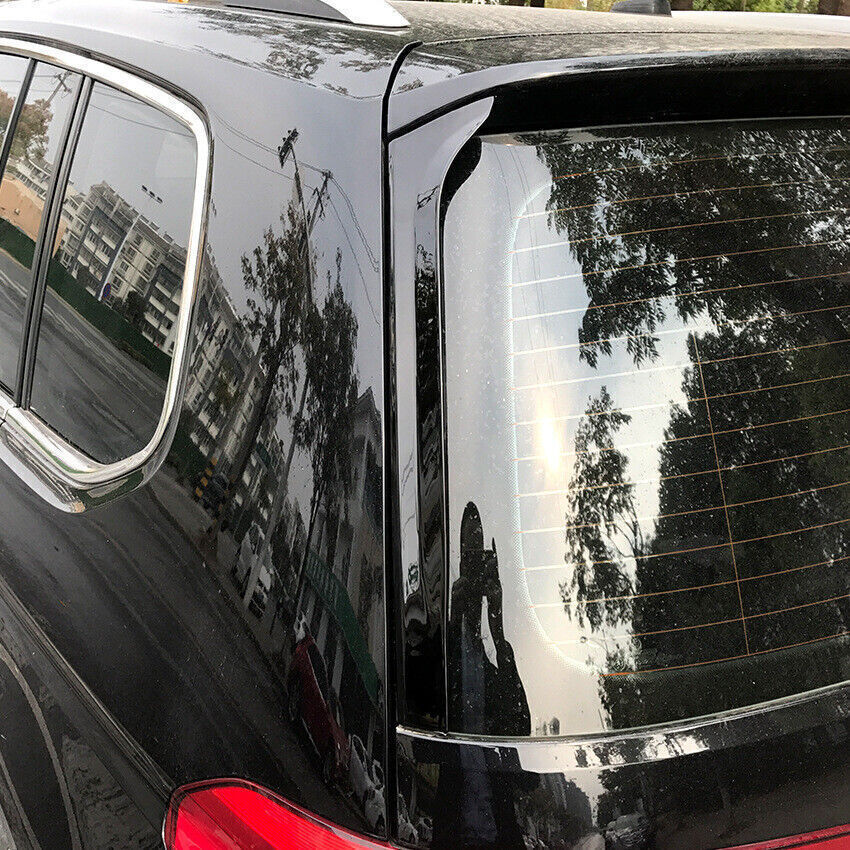 Rear Window Side Canard Spoiler Trim Gloss Black fits VW Touran 2016-2022