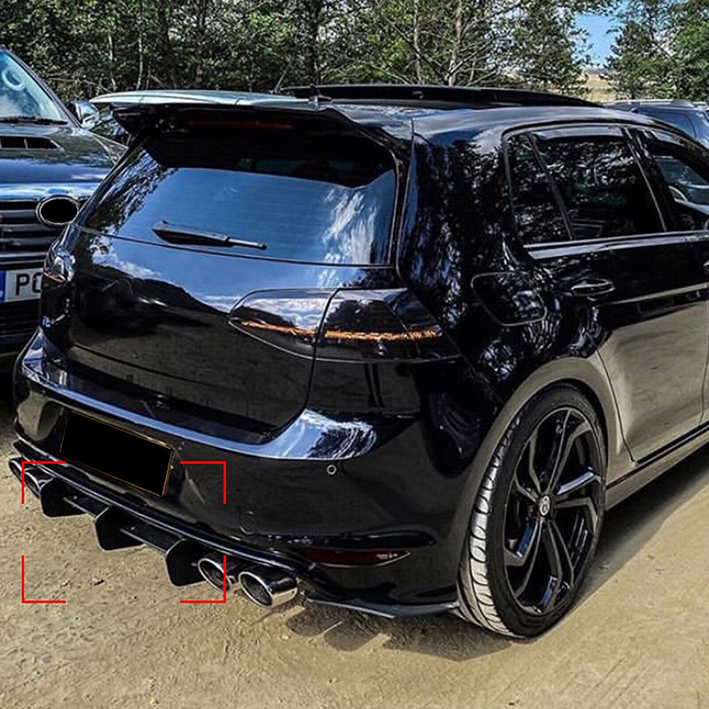 Rear Bumper Diffuser Lip Spoiler Shark Fin fits VW Golf 7 MK7 R Rline 2014-2017