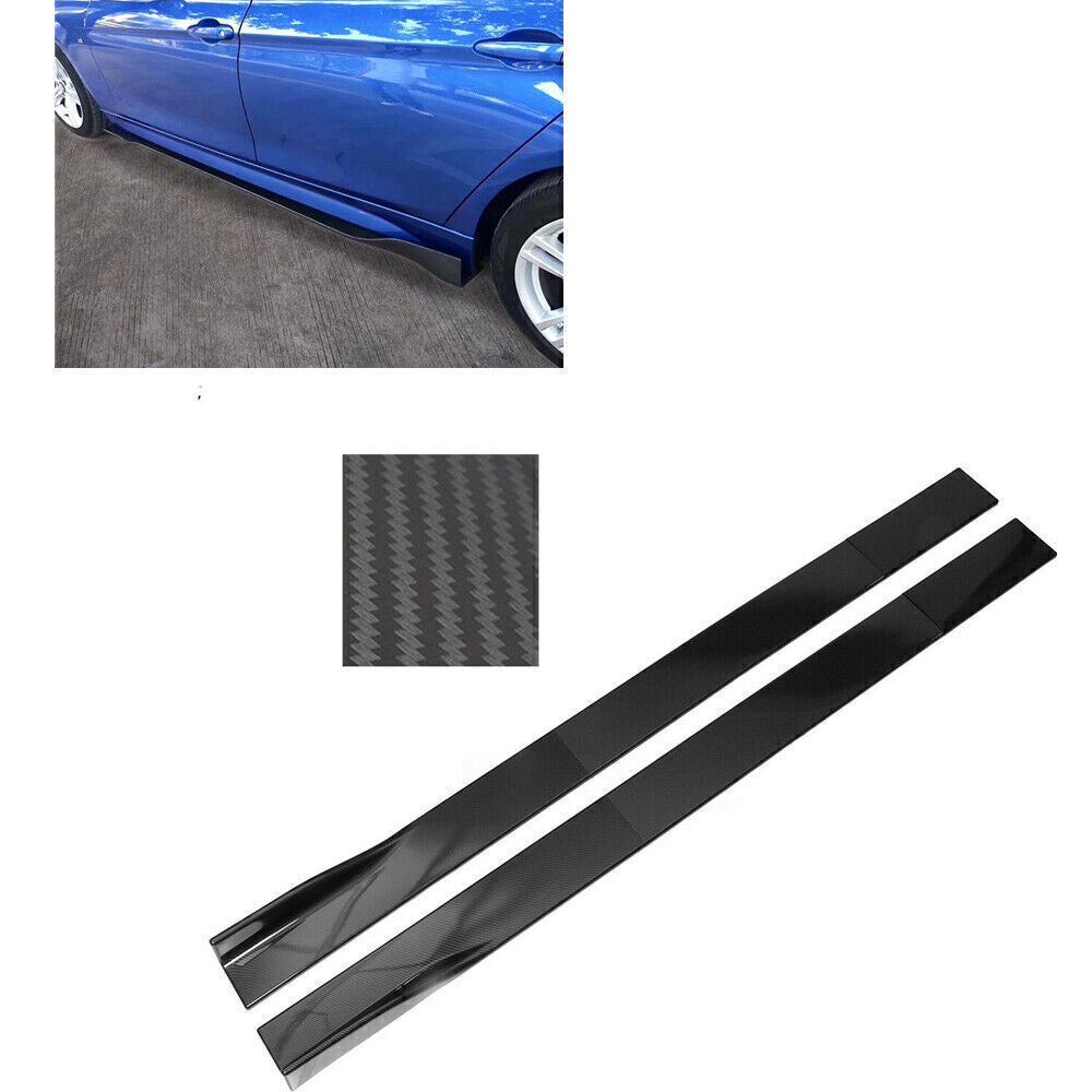 Black Carbon Fiber 2M Universal Side Skirt Extension Rocker Panel Cover Lip
