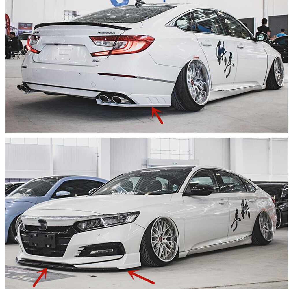 White Front +Rear Spoiler Surround Side Moulding Trim fits Honda Accord 2018-2020