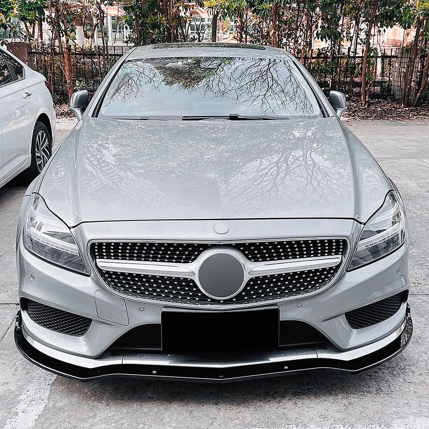 Front Bumper Spoiler Lip fits Benz CLS Class C218 X218 CLS550 14-17 Gloss Black