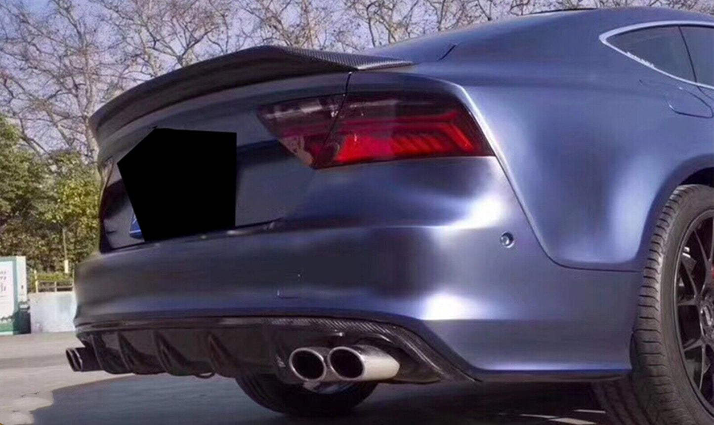 Rear Trunk Spoiler Wing Lip fits Audi A7 S7 RS7 2013-2017 2014 Black Carbon Fiber