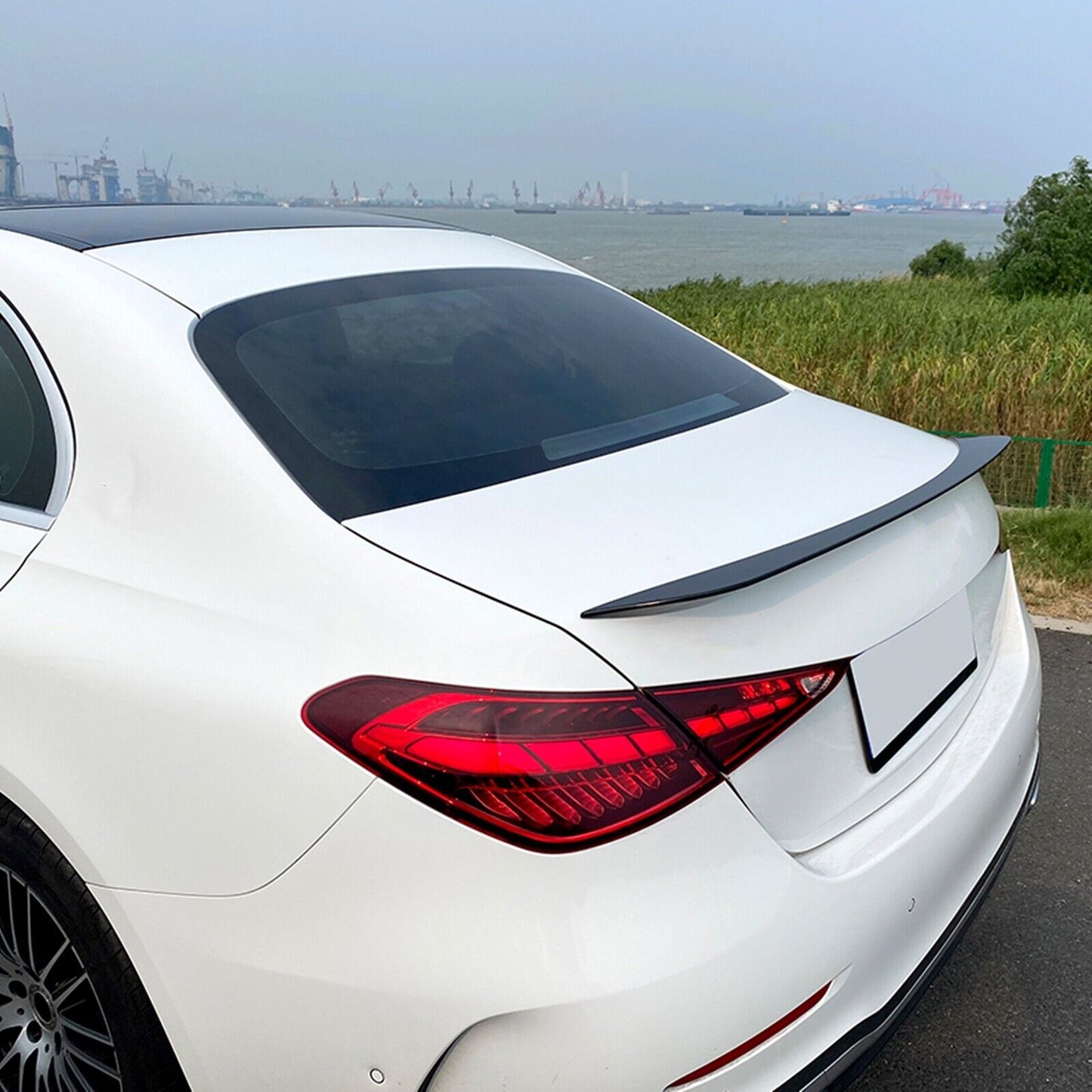 Black Rear Trunk Spoiler Roof Lid Wing fits Mercedes Benz C-Class W206 2021-2022