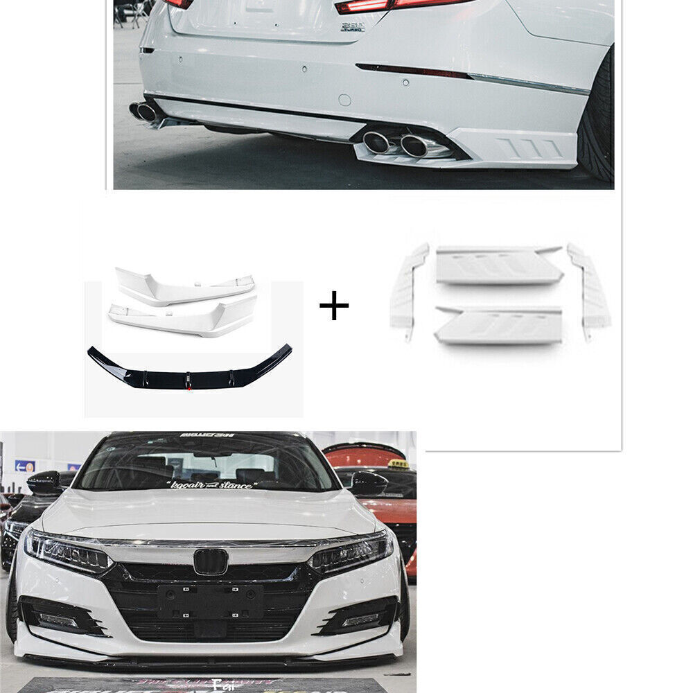 White Front +Rear Spoiler Surround Side Moulding Trim fits Honda Accord 2018-2020
