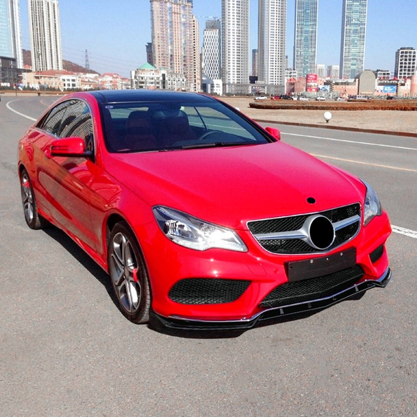 Gloss Black Front Bumper Spoiler Lip fits Mercedes Benz E Class C207 2013-16 AMG