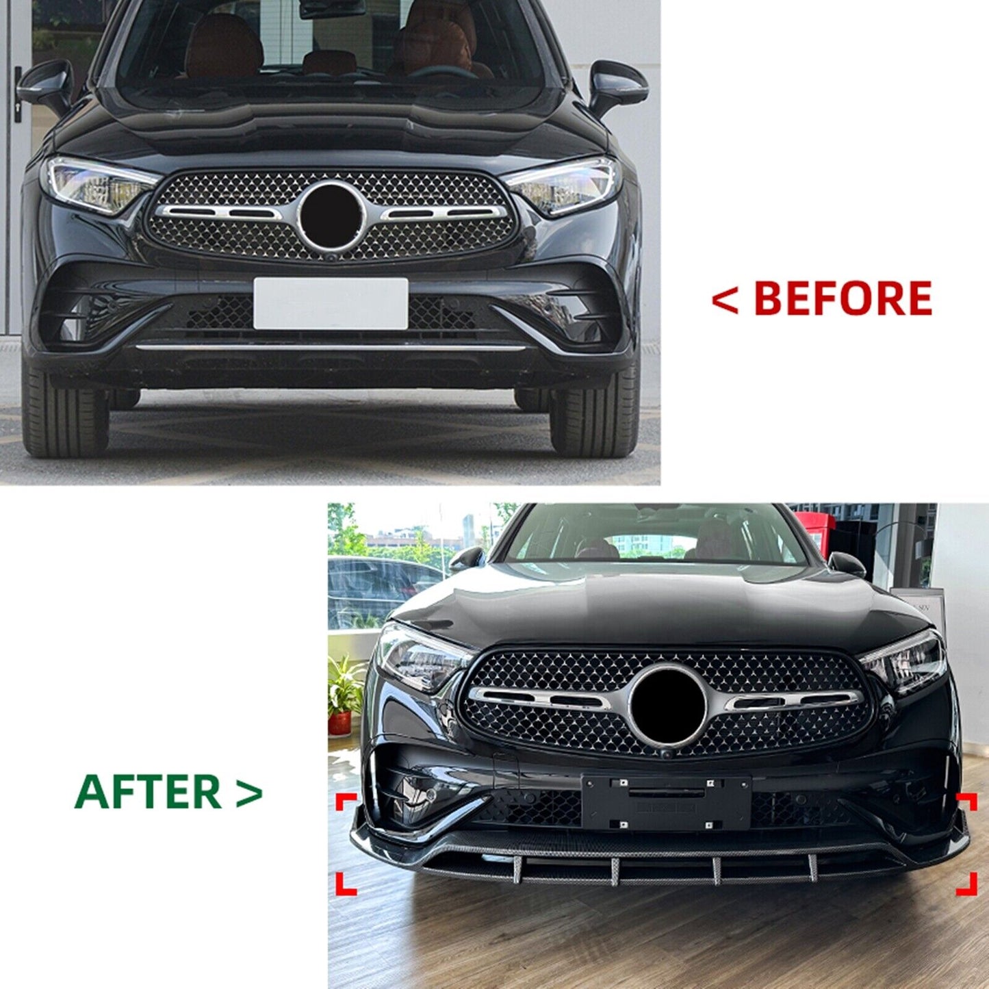 Gloss Black Front Spoiler Lip Kit fits Mercedes Benz GLC 2=X254 2023+ GLC260 300