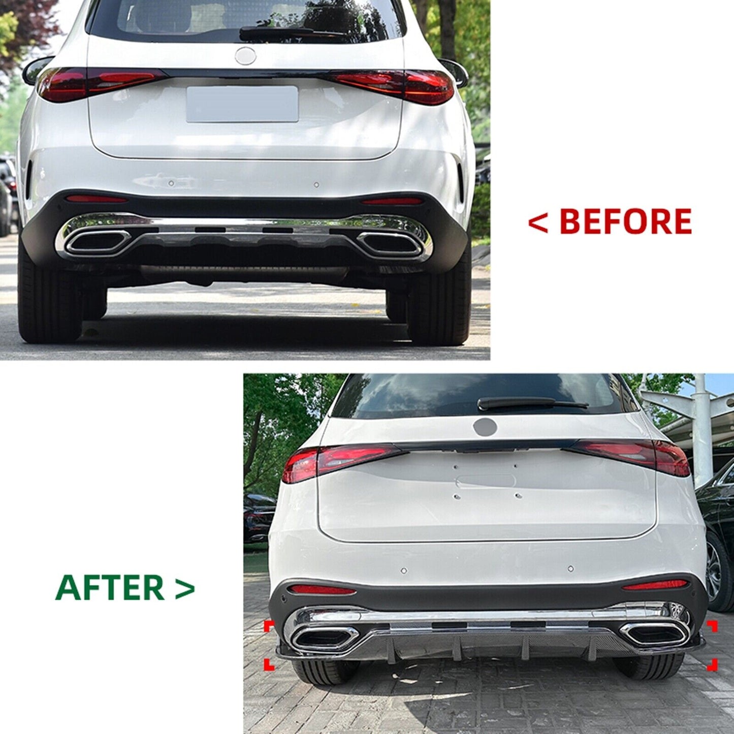 Gloss Black Rear Bumper Diffuser Lip Side Splitter fits Benz X254 GLC260 AMG 23+