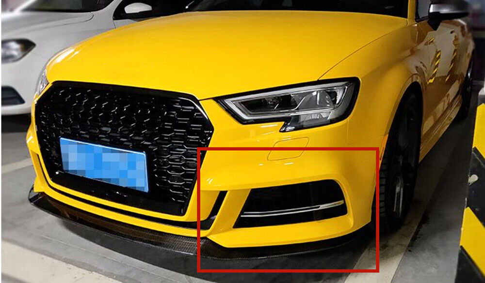 Carbon Fiber Look Front Spoiler Splitter Lip fits Audi A3 S3 2017 2018 2019 Black