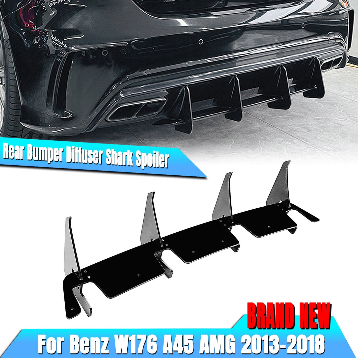 Rear Bumper Diffuser Lip fits Mercedes Benz W176 A45 AMG 13-18 Carbon Look
