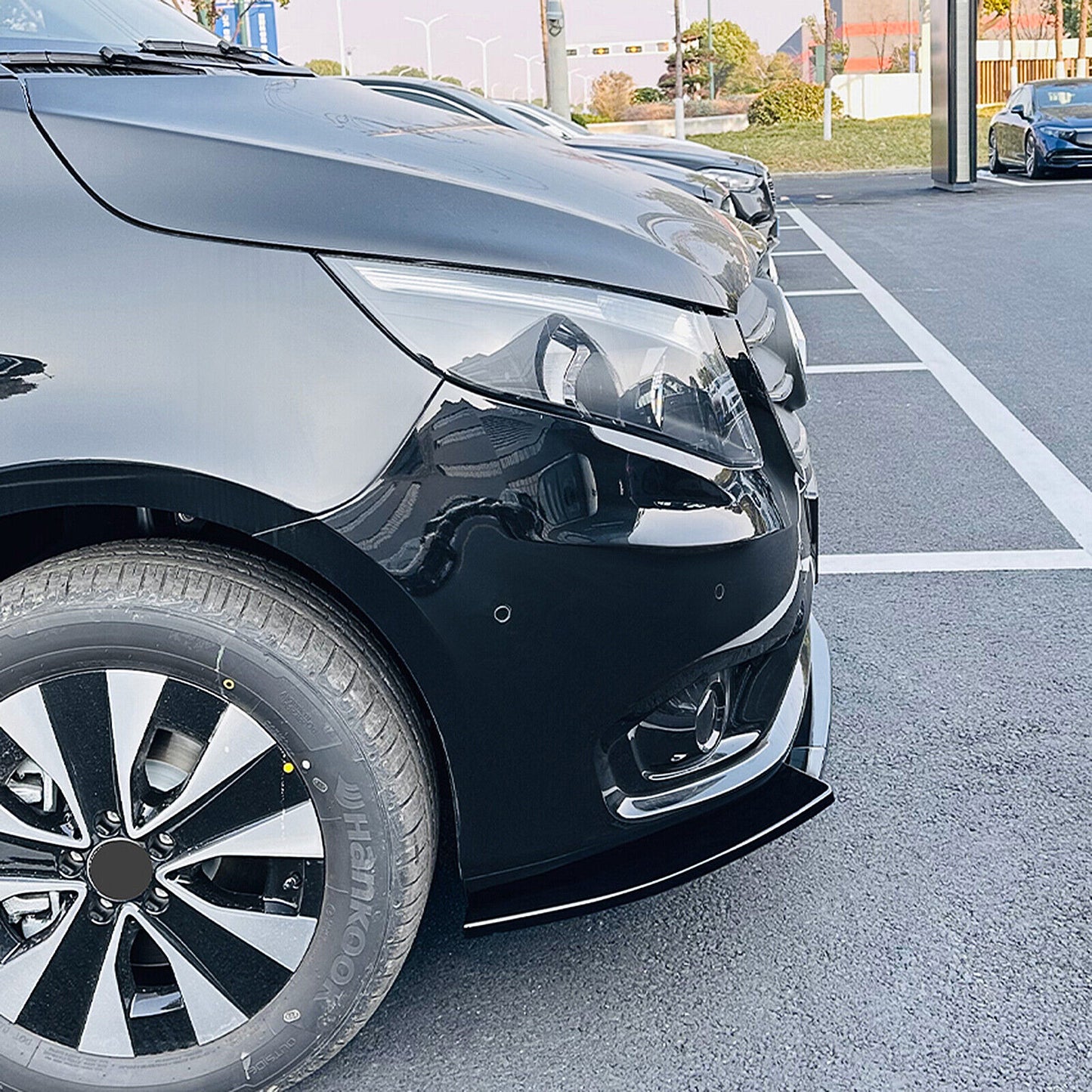 Front Bumper Spoiler Lip Splitter fits Benz V Class W447 2016-24 Gloss Black