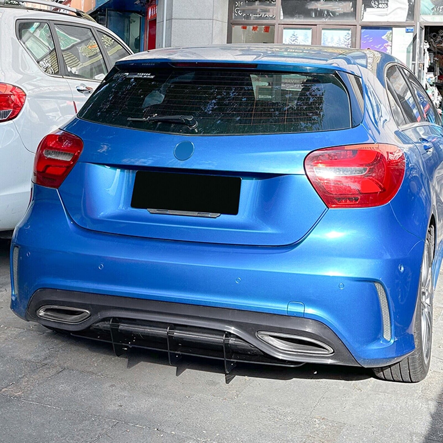 Gloss Black Rear Bumper Diffuser Shark Fin fits Benz A Class W176 16-18 AMG Line