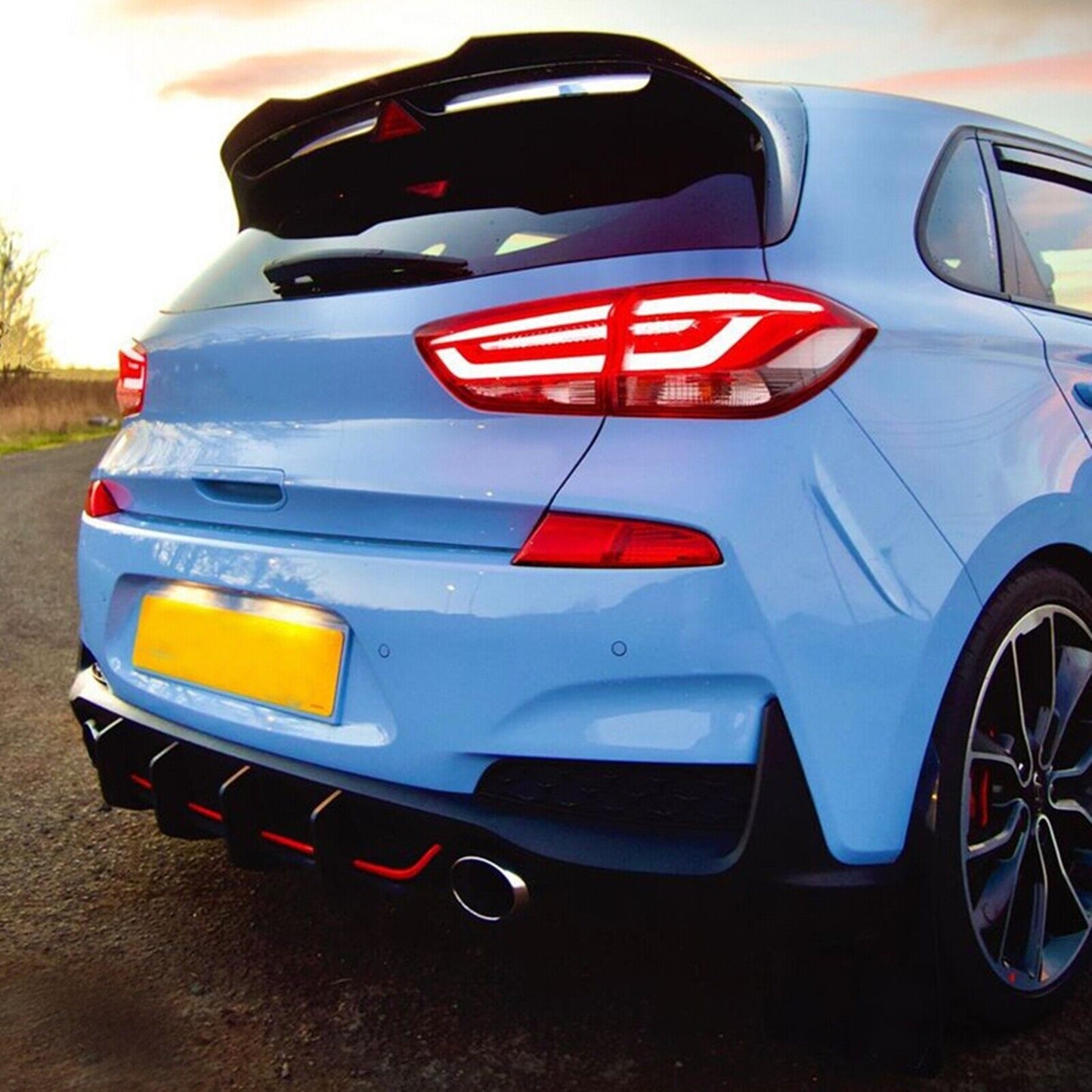 Black Rear Bumper Diffuser Splitter Cover fits Hyundai I30N MK3 Hatchback 2017-19