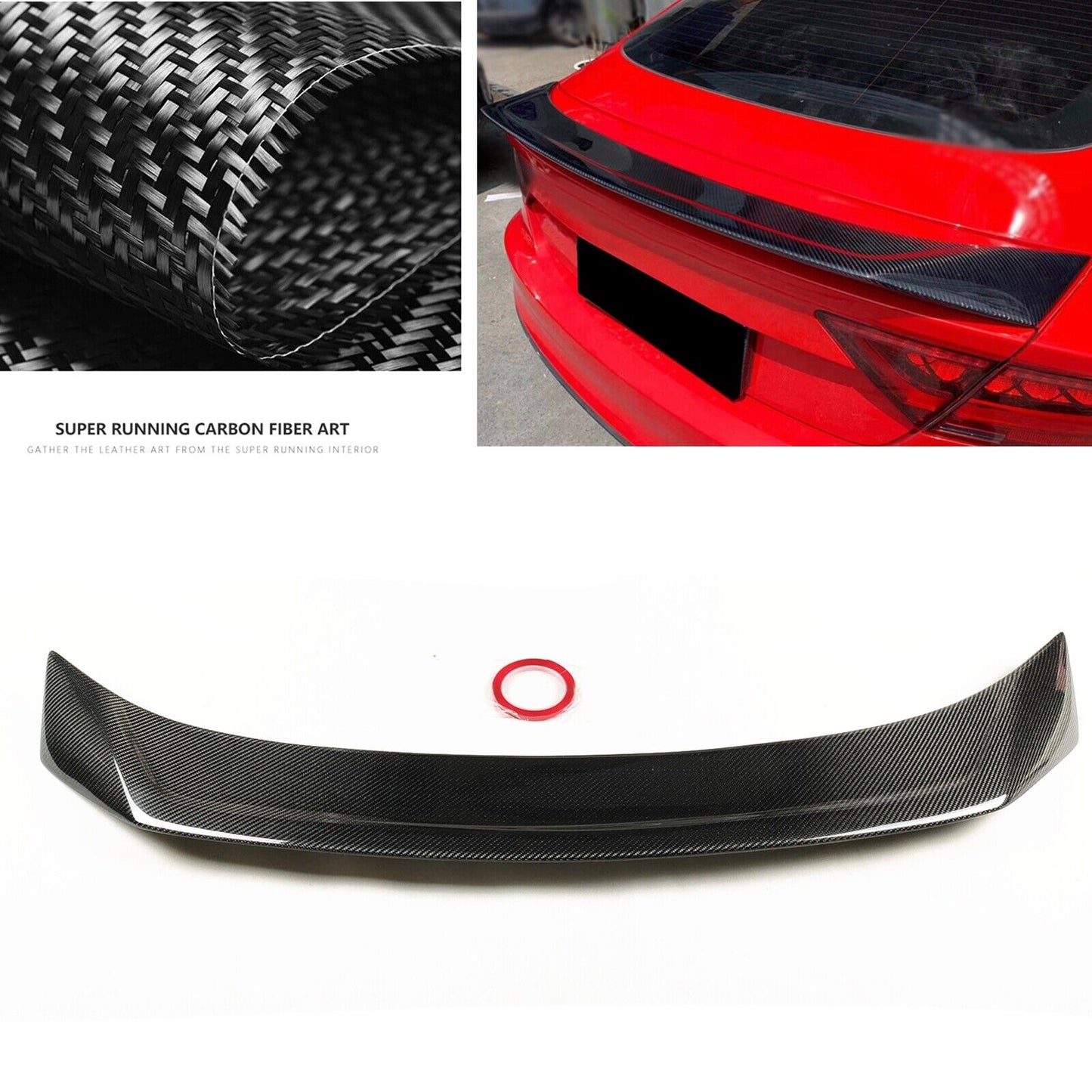 Rear Trunk Spoiler Wing Lip fits Audi A7 S7 RS7 2013-2017 2014 Black Carbon Fiber