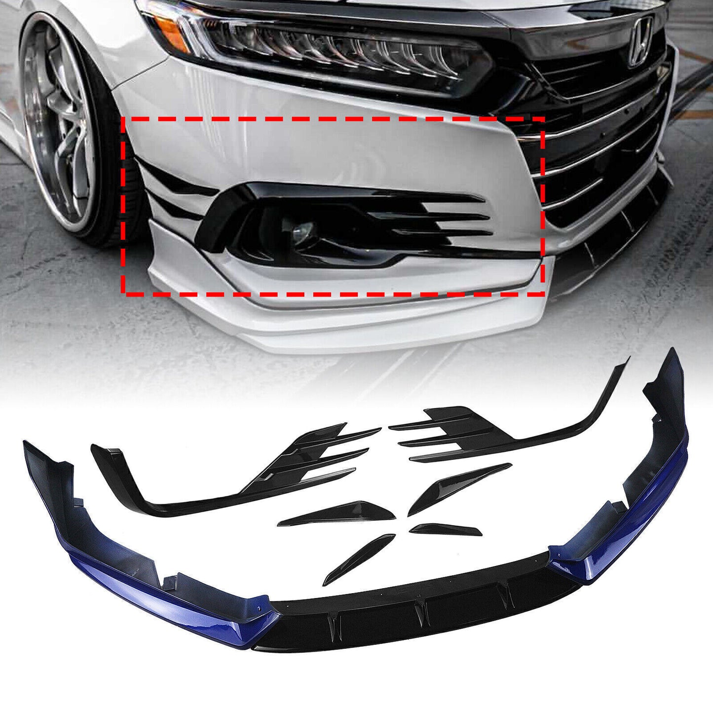 Front Spoiler Side Splitter Fog Light Air Vent Cover Trim Kit fits Honda Accord