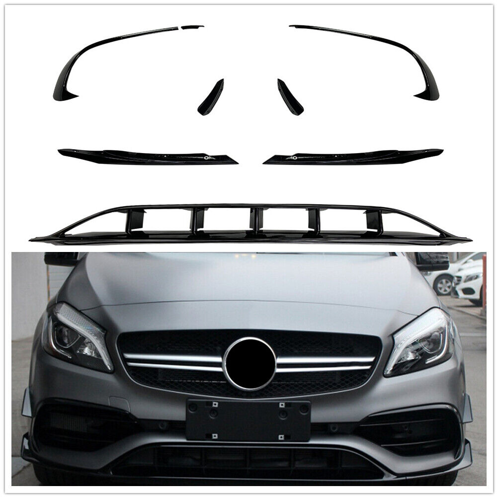 Black Front Bumper Spoiler fits Mercedes A Class W176 A45 AMG Sport 2016-2018