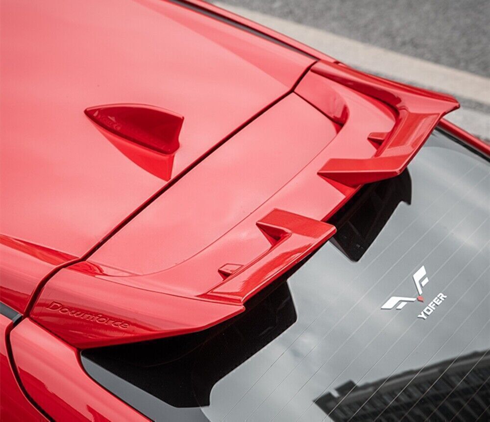 3pcs Rear Roof Spoiler Wing Lip Cover fits Honda Civic Hatchback 2020-2021 RED