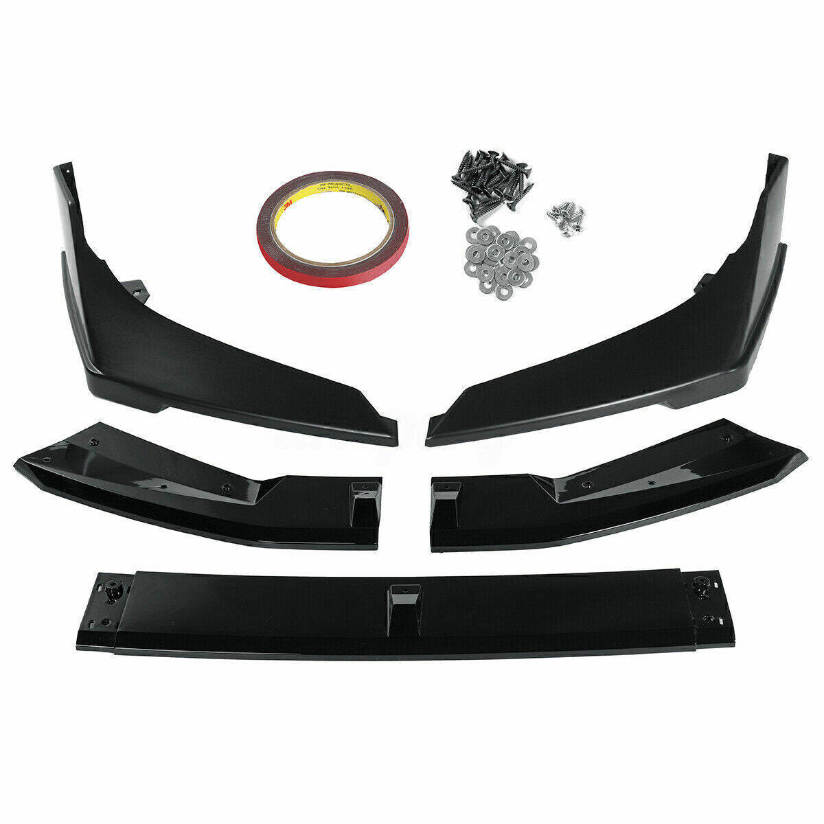 5pcs Gloss Black Front Bumper Spoiler Kit fits Honda Civic 2019-2020 ABS