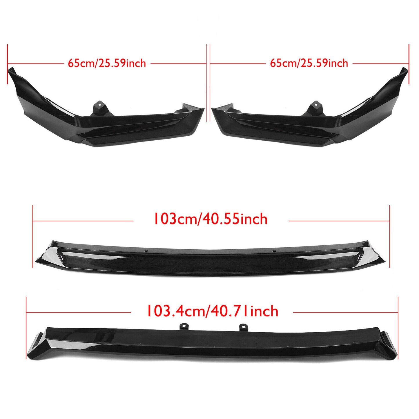 4pcs Front Bumper Spoiler Lip Kit fits Honda Civic 11th 2022-2024 Black