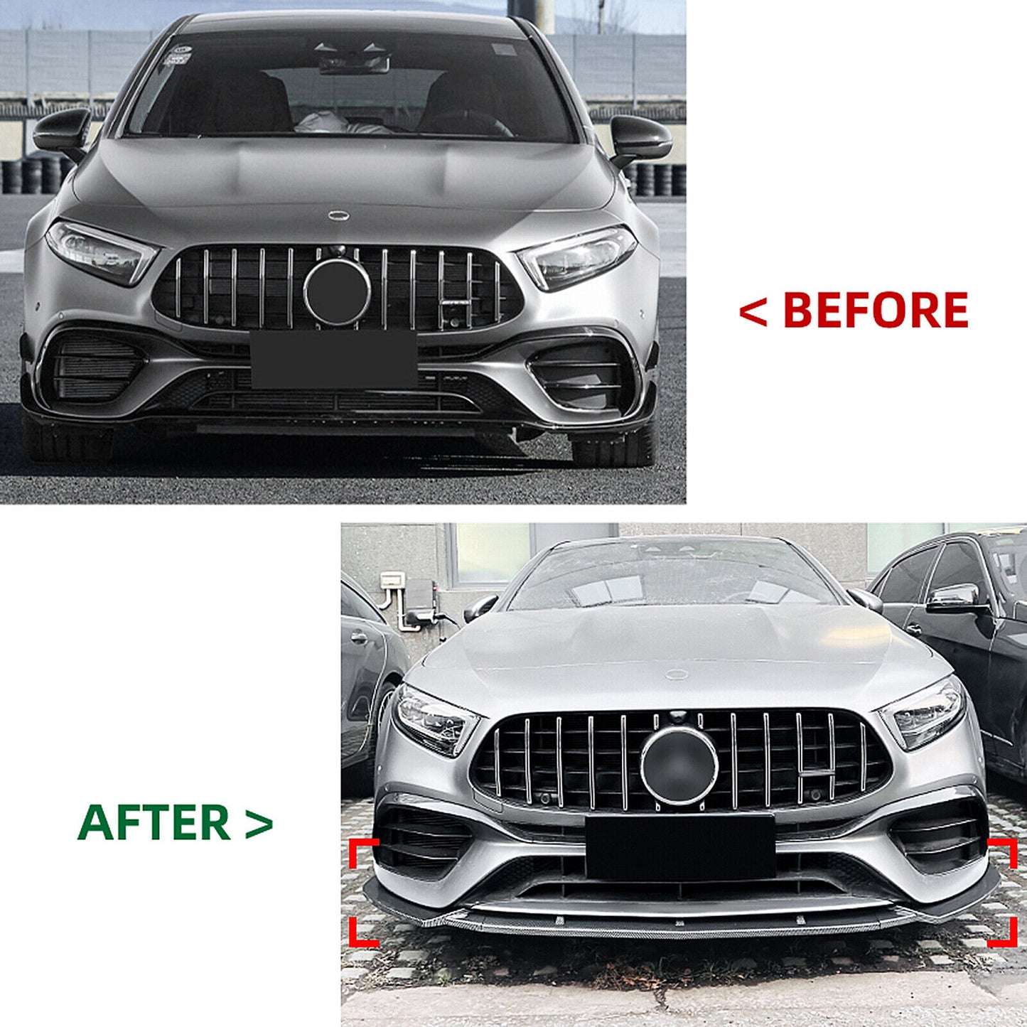 Front Spoiler Splitter Lip fits Benz A Class A45 A45S 2019-2023 Carbon Style