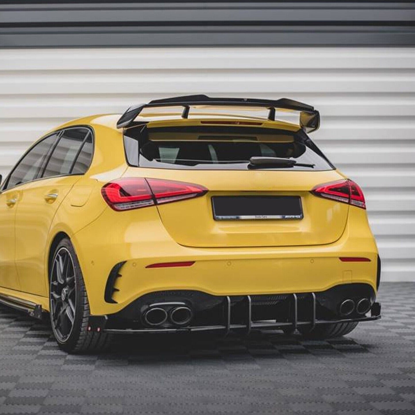 Black Rear Diffuser Lip Spoiler Shark Fin fits Benz A Class W177 A35 A45 AMG