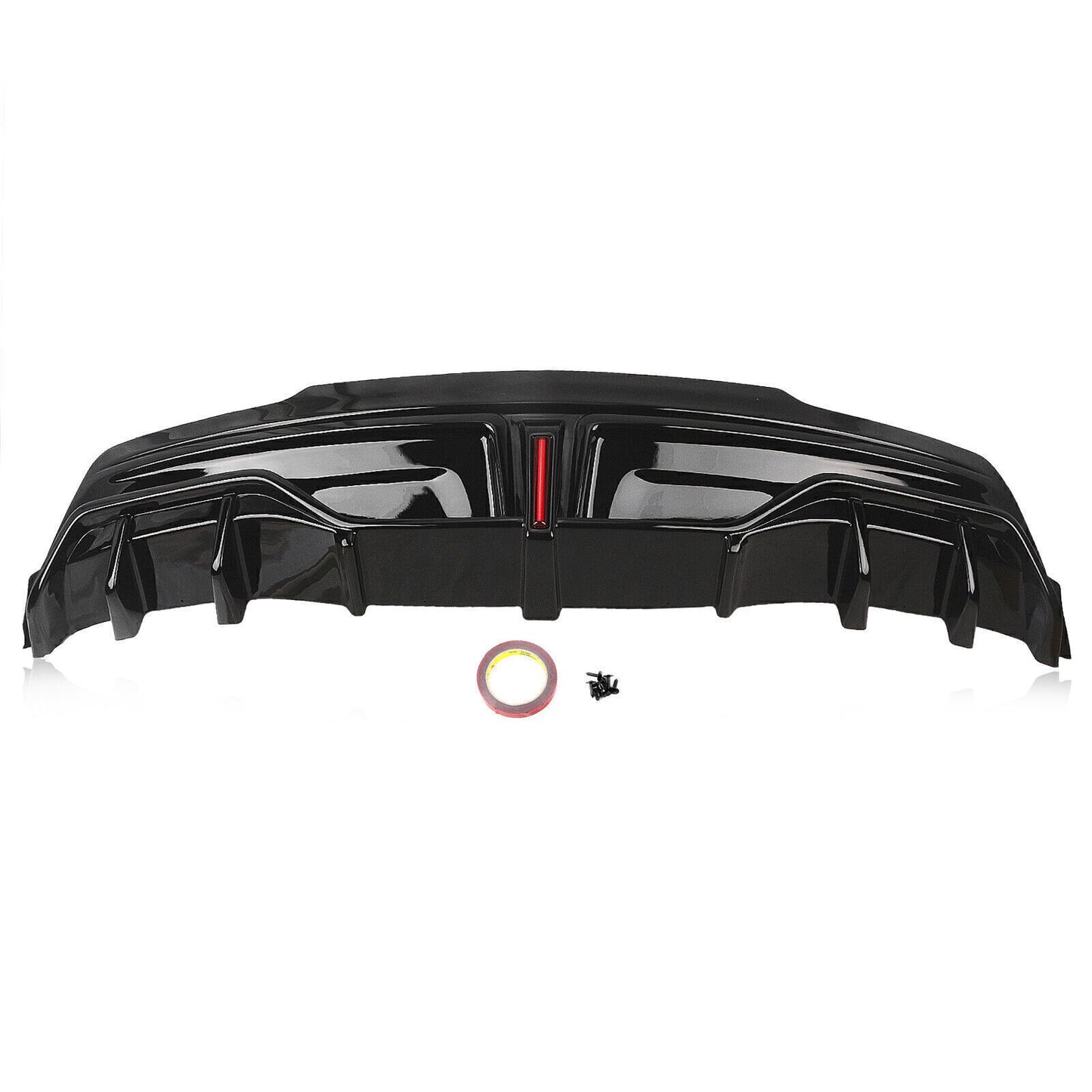 Rear Bumper Diffuser Lip W/Light fits Tesla Model Y 2020 2021-2023 YOFER Black