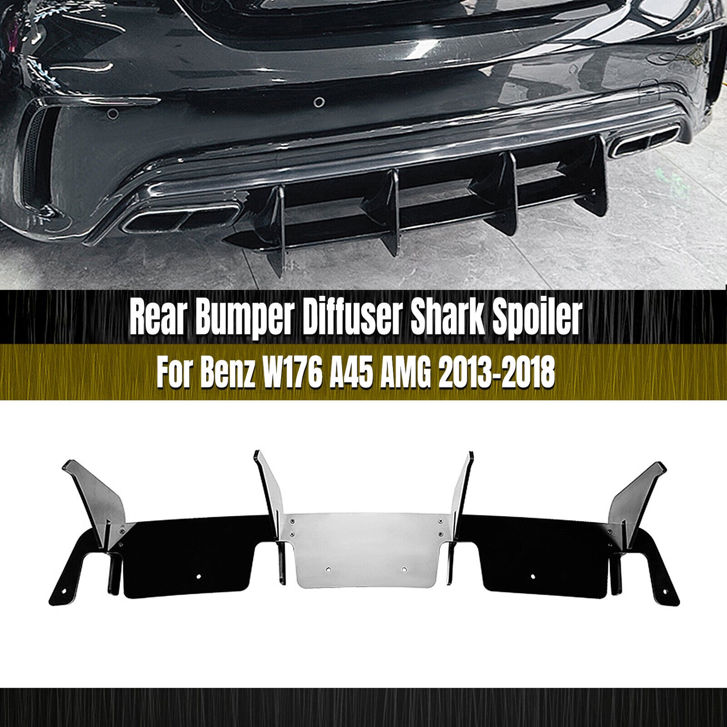 Rear Bumper Diffuser Lip fits Mercedes Benz W176 A45 AMG 13-18 Carbon Look