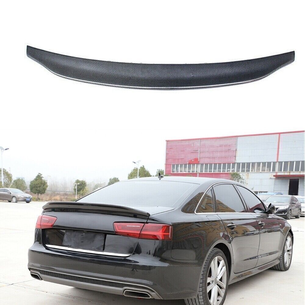 Fit fits Audi A6 C7 Sedan 2012-2018 Carbon Fiber Rear Trunk Spoiler Wing Lip BLK